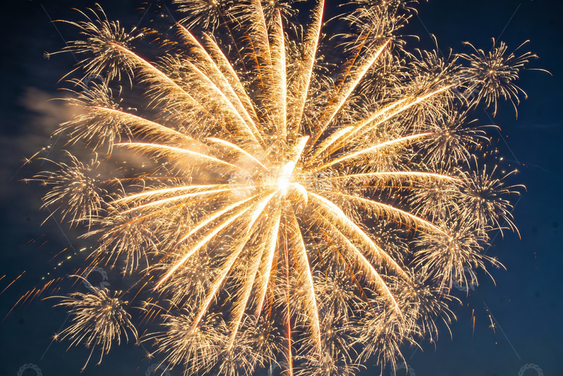 高清大图下载【趣麦麦图】夜空中绽放的金色烟花