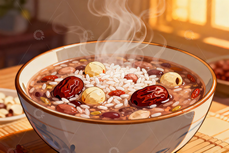 高清大图下载【趣麦麦图】热气腾腾的八宝粥