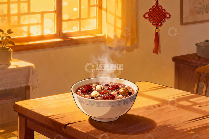 高清大图下载【趣麦麦图】暖阳下的中式早餐热气腾腾