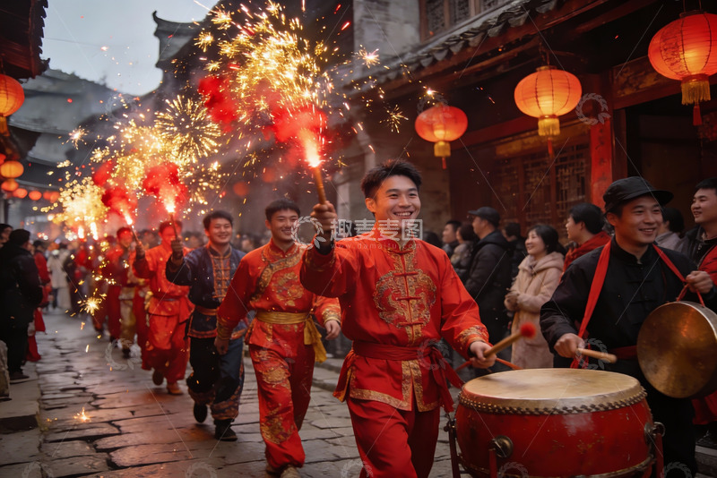 高清大图下载【趣麦麦图】传统节日庆典舞龙舞狮