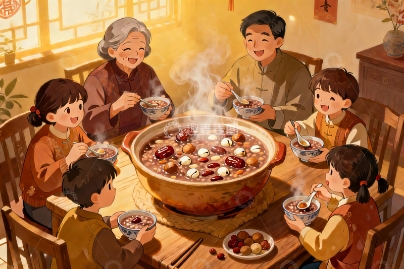 高清大图下载【趣麦麦图】温馨家庭共进晚餐其乐融融