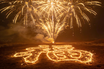 夜空烟花璀璨绽放