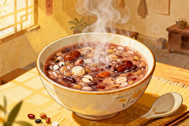 高清大图下载【趣麦麦图】热气腾腾的杂粮粥