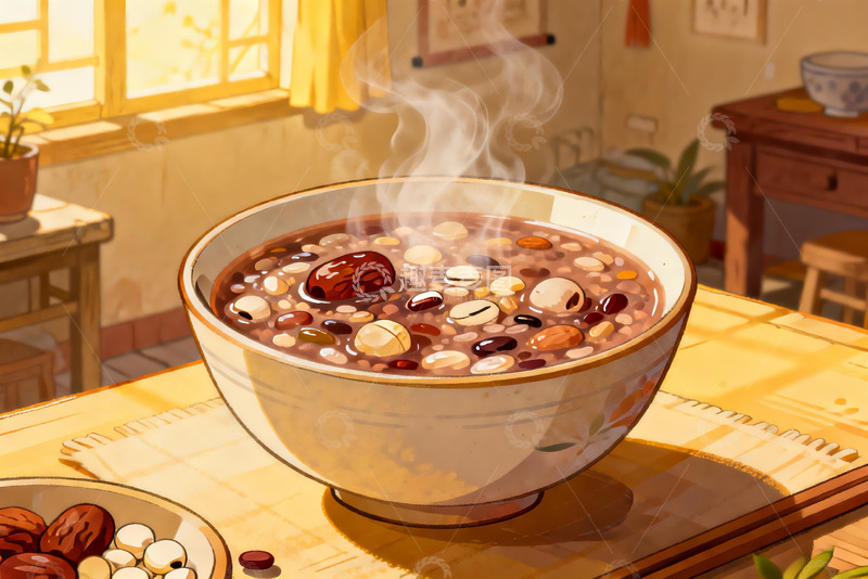 高清大图下载【趣麦麦图】热气腾腾的杂粮粥