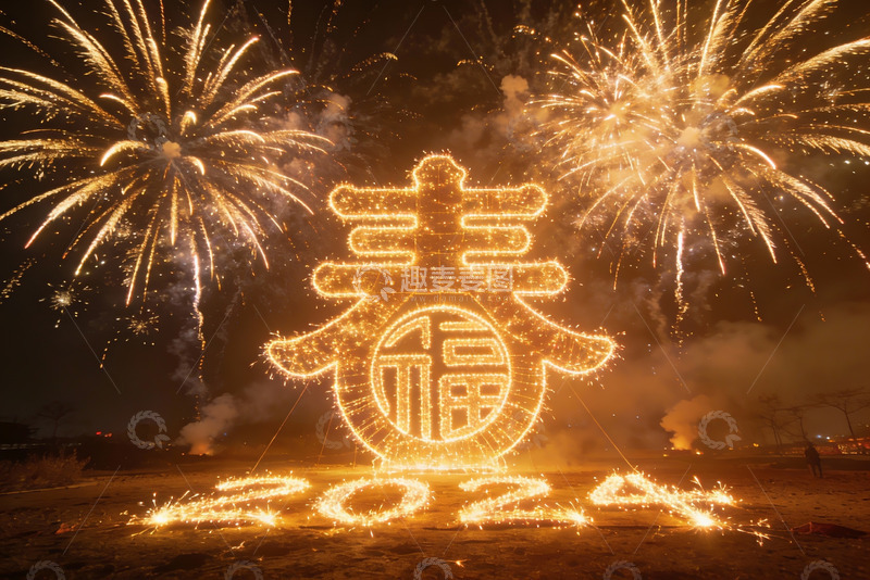 高清大图下载【趣麦麦图】烟花璀璨迎新春