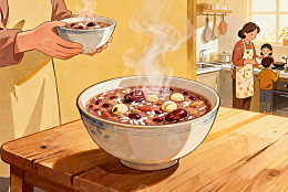 厨房热粥共享温馨家庭时光