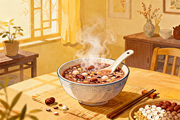 热气腾腾的杂粮粥