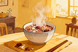 热气腾腾的红豆粥