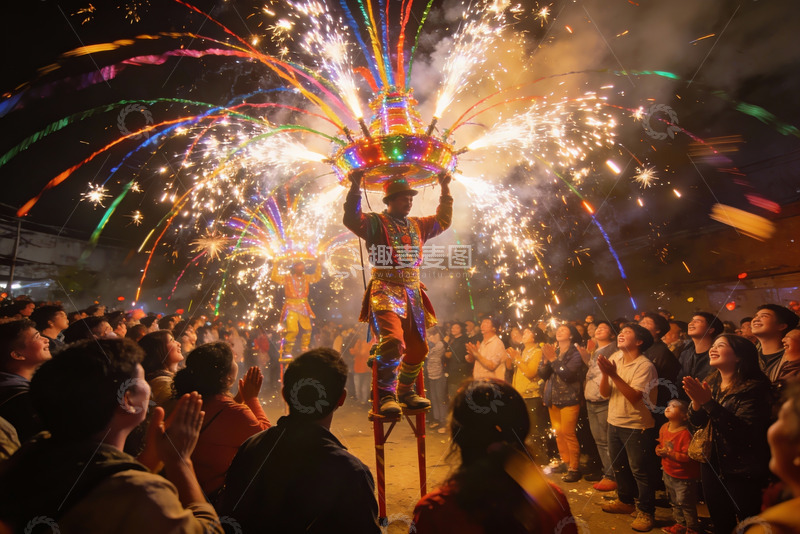 高清大图下载【趣麦麦图】夜空中绽放的烟花表演