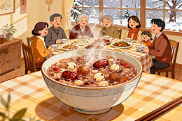 冬日家庭聚餐其乐融融