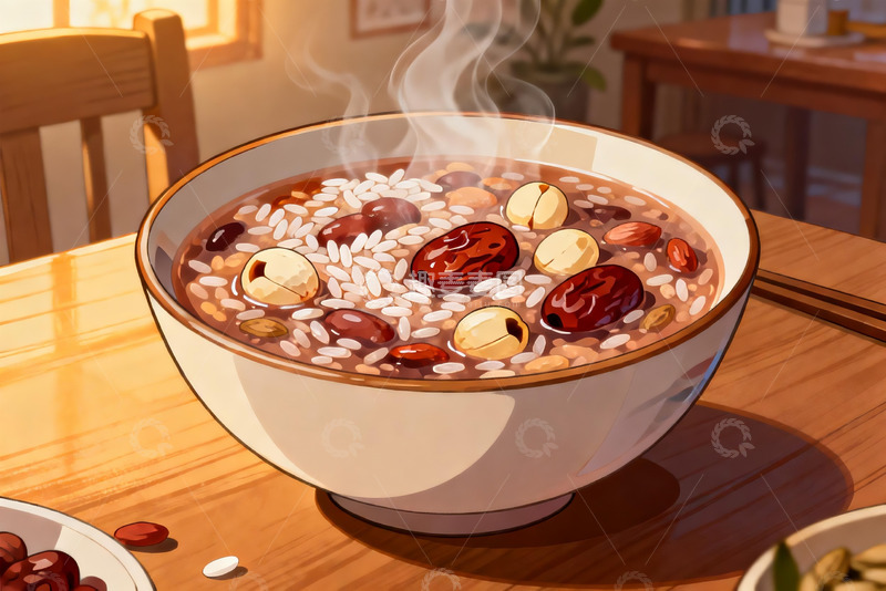 高清大图下载【趣麦麦图】热气腾腾的八宝粥