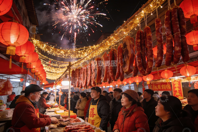 高清大图下载【趣麦麦图】夜市烟火节庆热闹场景