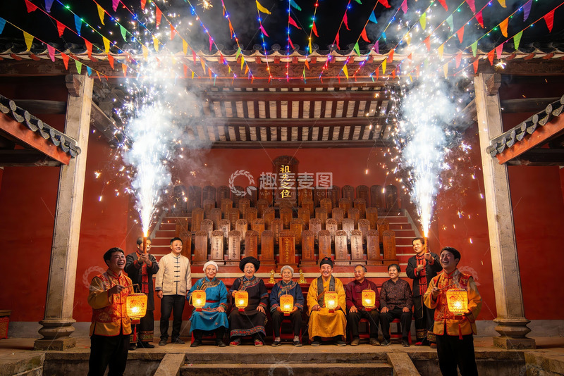 高清大图下载【趣麦麦图】传统节日庆典夜景人群
