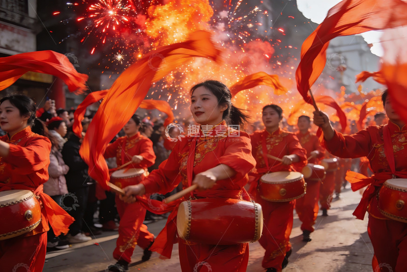 高清大图下载【趣麦麦图】舞龙舞狮表演热闹非凡