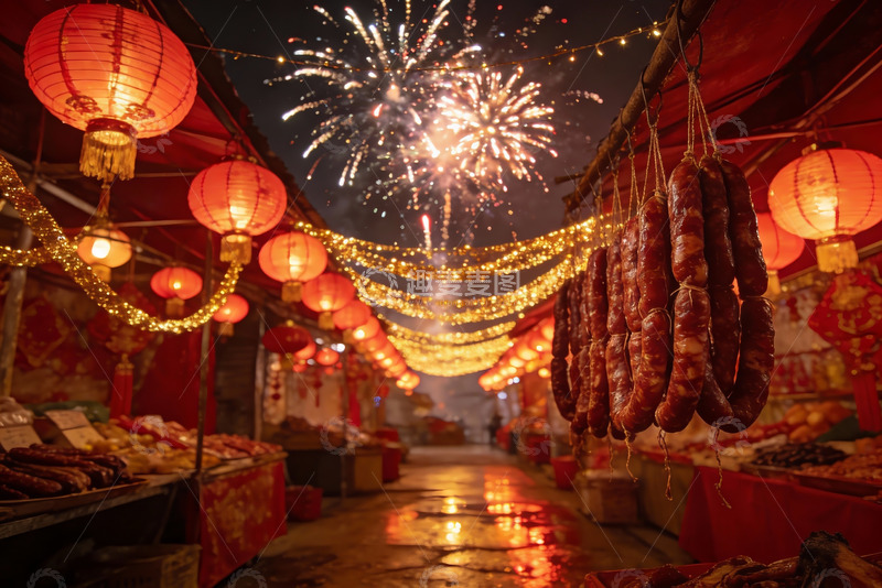 高清大图下载【趣麦麦图】夜市烟火节庆热闹场景