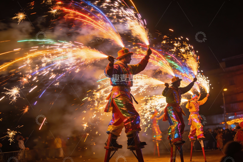 高清大图下载【趣麦麦图】夜空中绽放的烟花表演