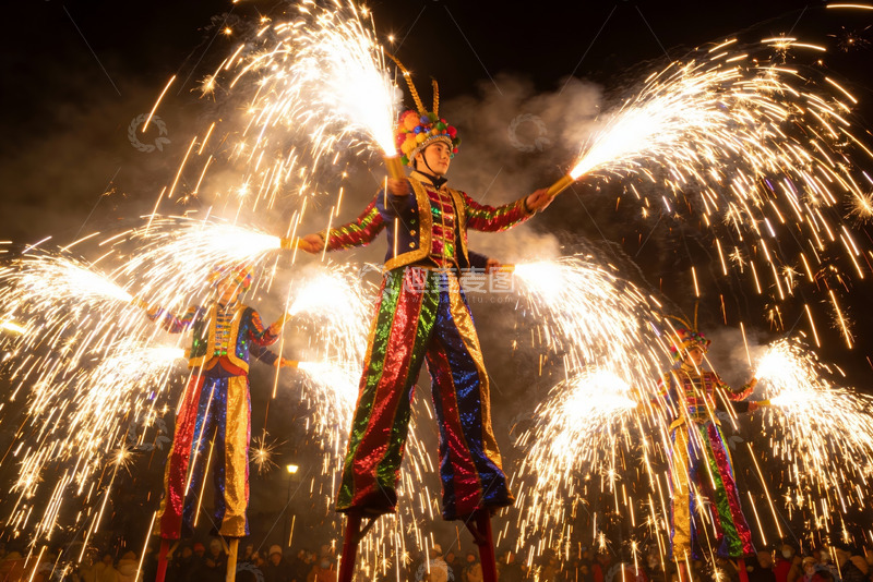 高清大图下载【趣麦麦图】夜空中绽放的烟花表演